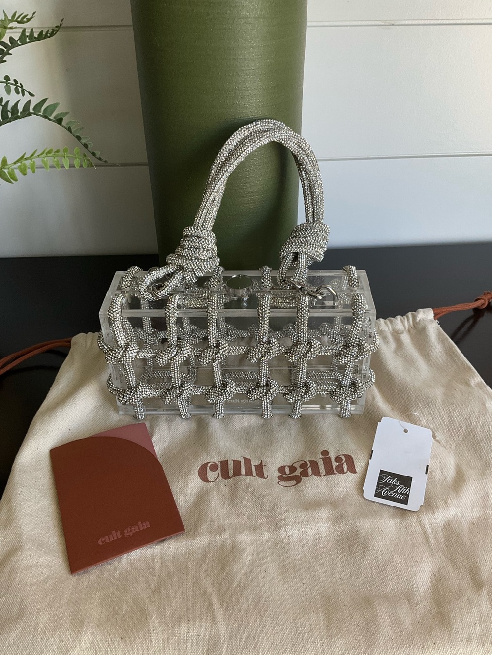 Cult Gaia Silver Clear Bess Beaded Acrylic Mini Bag
